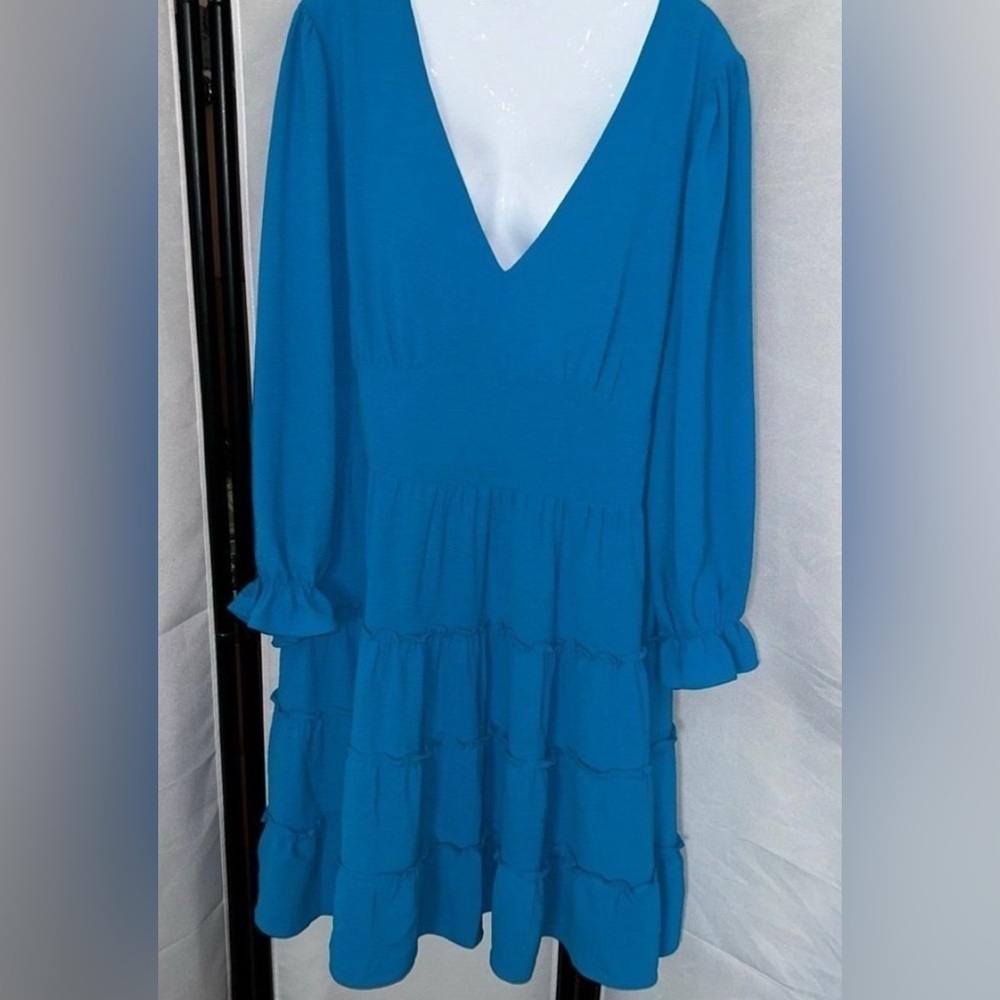 Emma & Michele Blue Tiered dress with Bishop Sleeves